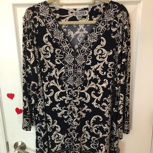 NWT  JM COLLECTION V NECK TUNIC TOP